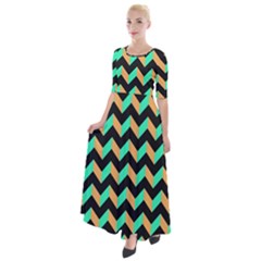 Modern Retro Chevron Patchwork Pattern Half Sleeves Maxi Dress by GardenOfOphir