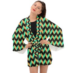 Modern Retro Chevron Patchwork Pattern Long Sleeve Kimono by GardenOfOphir