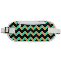 Modern Retro Chevron Patchwork Pattern Rounded Waist Pouch by GardenOfOphir