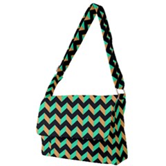 Modern Retro Chevron Patchwork Pattern Full Print Messenger Bag (l) by GardenOfOphir