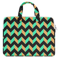 Modern Retro Chevron Patchwork Pattern Macbook Pro 13  Double Pocket Laptop Bag by GardenOfOphir