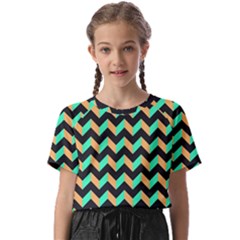 Modern Retro Chevron Patchwork Pattern Kids  Basic Tee by GardenOfOphir