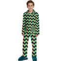 Modern Retro Chevron Patchwork Pattern Kids  Long Sleeve Velvet Pajamas Set View1