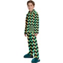 Modern Retro Chevron Patchwork Pattern Kids  Long Sleeve Velvet Pajamas Set View2