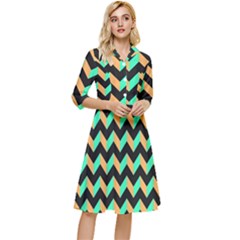 Modern Retro Chevron Patchwork Pattern Classy Knee Length Dress by GardenOfOphir