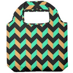 Modern Retro Chevron Patchwork Pattern Foldable Grocery Recycle Bag by GardenOfOphir