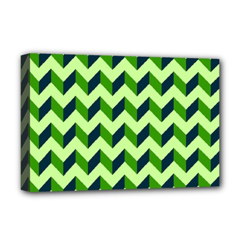 Modern Retro Chevron Patchwork Pattern Deluxe Canvas 18  X 12  (stretched)