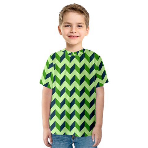 Modern Retro Chevron Patchwork Pattern Kids  Sport Mesh Tee by GardenOfOphir