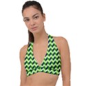 Modern Retro Chevron Patchwork Pattern Halter Plunge Bikini Top View1