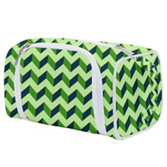 Modern Retro Chevron Patchwork Pattern Toiletries Pouch by GardenOfOphir