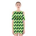 Modern Retro Chevron Patchwork Pattern Shoulder Cutout One Piece Dress View1