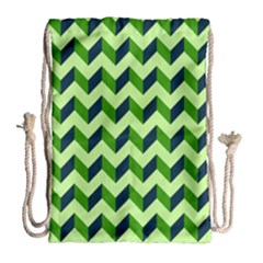 Modern Retro Chevron Patchwork Pattern Drawstring Bag (large) by GardenOfOphir