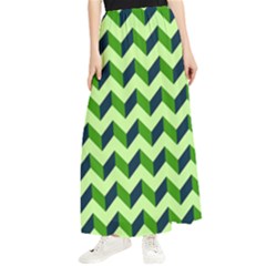 Modern Retro Chevron Patchwork Pattern Maxi Chiffon Skirt by GardenOfOphir