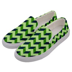 Modern Retro Chevron Patchwork Pattern Men s Canvas Slip Ons by GardenOfOphir