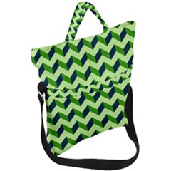 Modern Retro Chevron Patchwork Pattern Fold Over Handle Tote Bag by GardenOfOphir