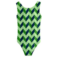 Modern Retro Chevron Patchwork Pattern Kids  Cut-out Back One Piece Swimsuit by GardenOfOphir