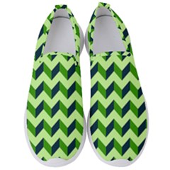 Modern Retro Chevron Patchwork Pattern Men s Slip On Sneakers by GardenOfOphir