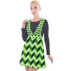 Modern Retro Chevron Patchwork Pattern Plunge Pinafore Velour Dress by GardenOfOphir