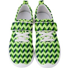 Modern Retro Chevron Patchwork Pattern Men s Velcro Strap Shoes by GardenOfOphir