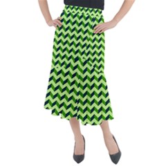 Modern Retro Chevron Patchwork Pattern Midi Mermaid Skirt by GardenOfOphir