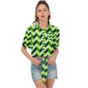 Modern Retro Chevron Patchwork Pattern Tie Front Shirt  View1