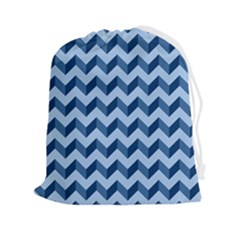 Modern Retro Chevron Patchwork Pattern Drawstring Pouch (2xl) by GardenOfOphir