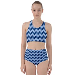 Modern Retro Chevron Patchwork Pattern Racer Back Bikini Set by GardenOfOphir