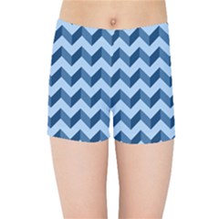 Modern Retro Chevron Patchwork Pattern Kids  Sports Shorts by GardenOfOphir