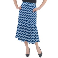 Modern Retro Chevron Patchwork Pattern Midi Mermaid Skirt by GardenOfOphir