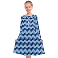 Modern Retro Chevron Patchwork Pattern Kids  Midi Sailor Dress by GardenOfOphir