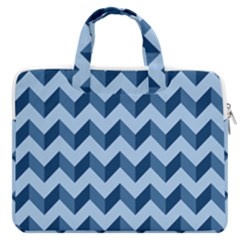 Modern Retro Chevron Patchwork Pattern Macbook Pro 13  Double Pocket Laptop Bag by GardenOfOphir