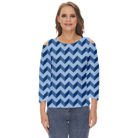 Modern Retro Chevron Patchwork Pattern Cut Out Wide Sleeve Top by GardenOfOphir