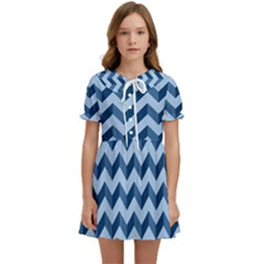 Modern Retro Chevron Patchwork Pattern Kids  Sweet Collar Dress by GardenOfOphir