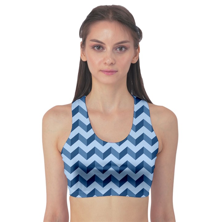 Modern Retro Chevron Patchwork Pattern Sports Bra