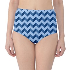 Modern Retro Chevron Patchwork Pattern Classic High-waist Bikini Bottoms by GardenOfOphir