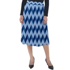 Modern Retro Chevron Patchwork Pattern Classic Velour Midi Skirt  by GardenOfOphir