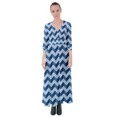 Modern Retro Chevron Patchwork Pattern Button Up Maxi Dress by GardenOfOphir