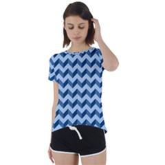 Modern Retro Chevron Patchwork Pattern Short Sleeve Open Back Tee by GardenOfOphir