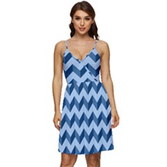 Modern Retro Chevron Patchwork Pattern V-neck Pocket Summer Dress  by GardenOfOphir