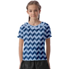 Modern Retro Chevron Patchwork Pattern Kids  Frill Chiffon Blouse by GardenOfOphir