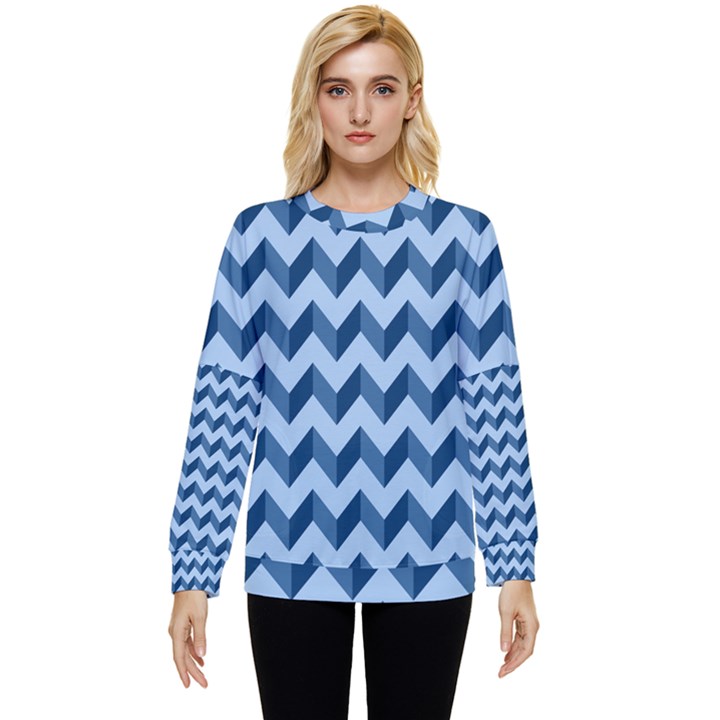 Modern Retro Chevron Patchwork Pattern Hidden Pocket Sweatshirt