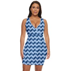 Modern Retro Chevron Patchwork Pattern Draped Bodycon Dress by GardenOfOphir