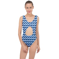 Modern Retro Chevron Patchwork Pattern Center Cut Out Swimsuit by GardenOfOphir