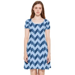 Modern Retro Chevron Patchwork Pattern Inside Out Cap Sleeve Dress by GardenOfOphir