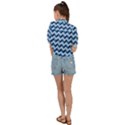 Modern Retro Chevron Patchwork Pattern Tie Front Shirt  View2