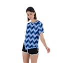 Modern Retro Chevron Patchwork Pattern Asymmetrical Short Sleeve Sports Tee View2