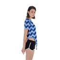 Modern Retro Chevron Patchwork Pattern Asymmetrical Short Sleeve Sports Tee View3