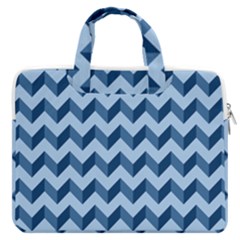 Modern Retro Chevron Patchwork Pattern Macbook Pro 16  Double Pocket Laptop Bag  by GardenOfOphir