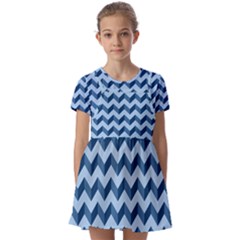 Modern Retro Chevron Patchwork Pattern Kids  Short Sleeve Pinafore Style Dress by GardenOfOphir