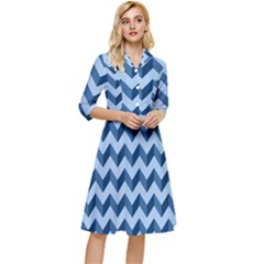 Modern Retro Chevron Patchwork Pattern Classy Knee Length Dress by GardenOfOphir